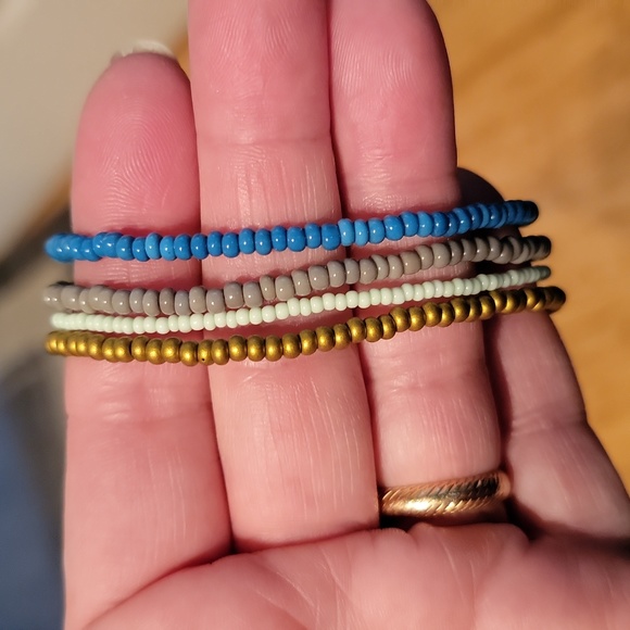 RLxCL 7 inch stretch gemstone and vintage bead or cz bradelets. 21 of them - Picture 4 of 6